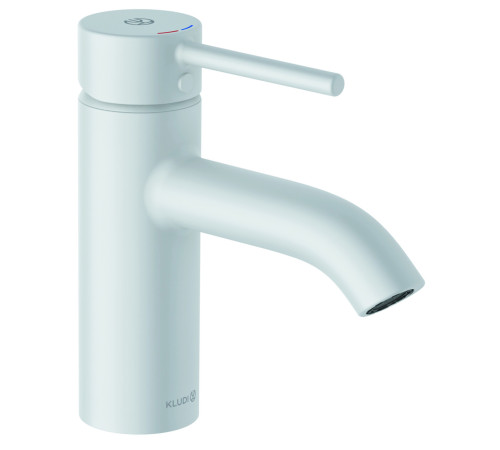 Смеситель для раковины Kludi Bozz 75 мм с донным клапаном Push-Open белый матовый 382665376