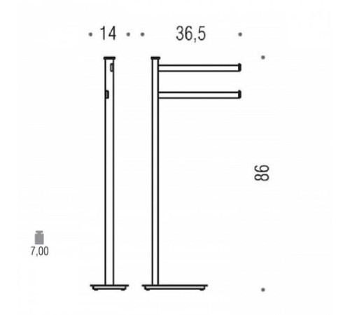 Стойка напольная с двойным полотенцедержателем Colombo Design Units 86 см B9103.NM