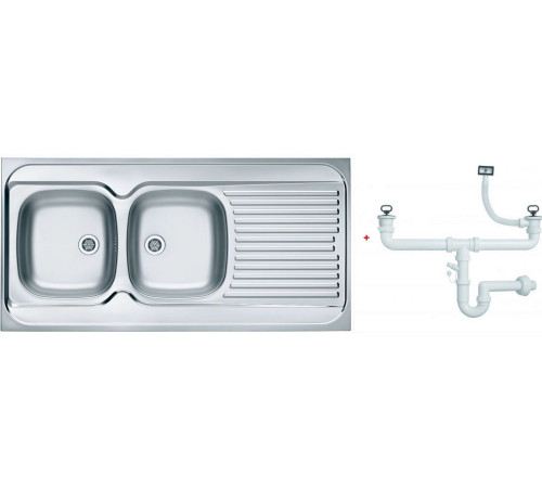 Мойка кухонная Alveus Classic 100 1200х600х160 мм накладная левая 2 чаши 1009084