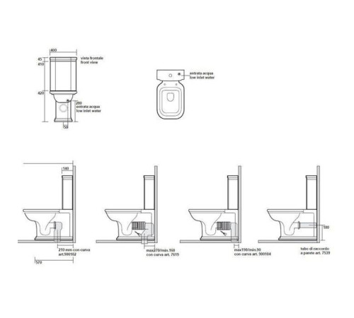 Унитаз-моноблок Kerasan Waldorf 68х40 см белый/хром 417901/411701/760390/756990