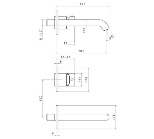 Смеситель для раковины встраиваемый Kerama Marazzi Linea излив 17 см черный матовый 71028EKM.01.093
