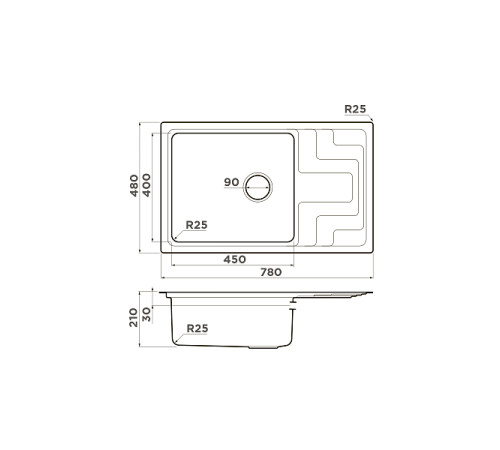 Кухонная мойка Omoikiri Mizu 78-LB-IN нержавеющая сталь 78x48 см 4973729