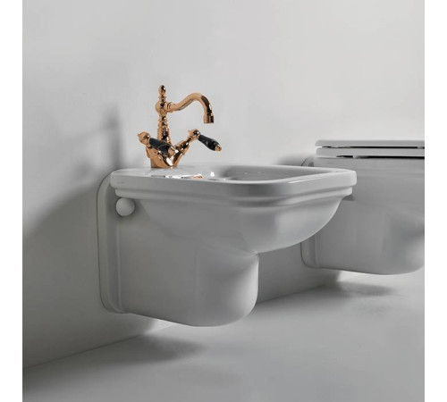 Биде подвесное Kerasan Waldorf 55х37 см 1 отверстие белый золото 4125K1bi/cr*1 / 811391oro