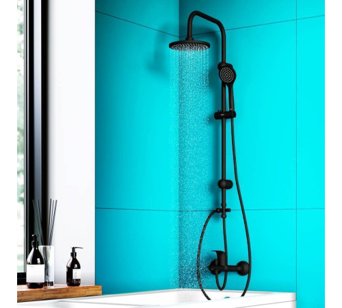 Душевая система DORFF Comfort с тропическим душем черная D0708000BL
