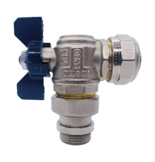 Кран шаровой угловой резьбозажимной Tiemme 26 мм x 1 ручка-бабочка синяя 1620009