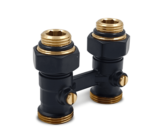 Клапан Н-образный прямой Primoclima Armature для нижнего подключения 3/4 x 1/2 черный матовый PCC3412SMB