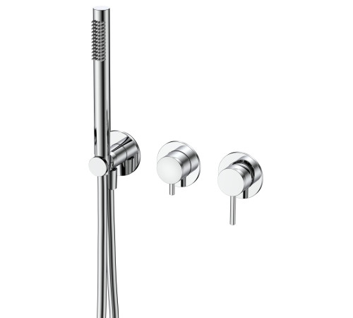 Смеситель встраиваемый AQUAMERIT на 3 потребителя с внутренней частью лейкой и шлангом хром AQM8805CR