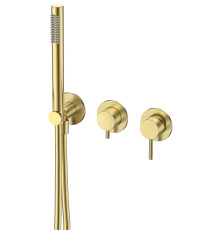 Смеситель встраиваемый AQUAMERIT на 3 потребителя с внутренней частью золото AQM8805BG