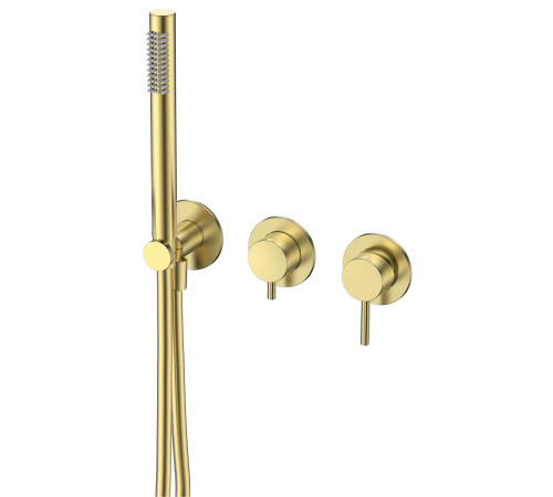 Смеситель встраиваемый AQUAMERIT на 3 потребителя с внутренней частью золото AQM8805BG