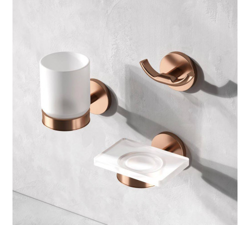 Мыльница стеклянная с настенным держателем AM.PM X-Joy розовое золото A85A34244