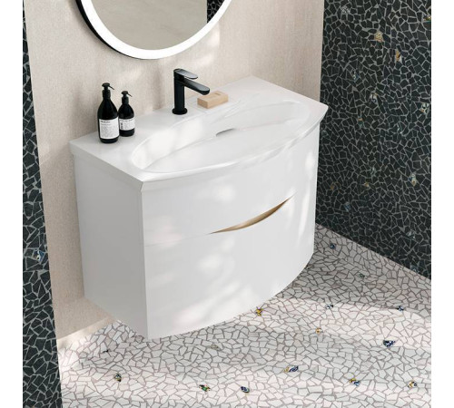 Тумба подвесная с раковиной Kerama Marazzi Riva 80 см белый матовый RV.wb.80/RV.80\WHT.M