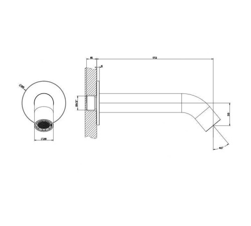 Излив для ванны с удаленным управлением Gessi Bath316 шлифованная сталь 54008#239