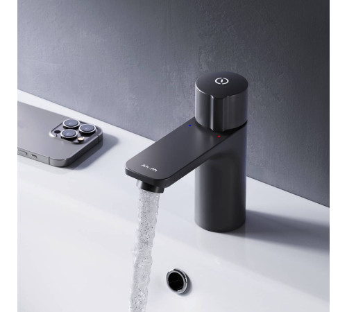 Смеситель для раковины AM.PM X-Joy TouchReel нажимной черный матовый F85A02522