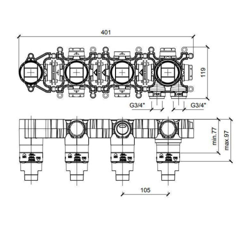 Встраиваемая часть смесителя Almar Modular термостатического на 2 положения E176910