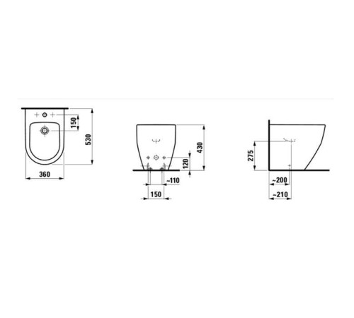 Биде напольное Laufen Pro 56x36x43 см 1 отверстие белый 8.3295.2.000.302.1