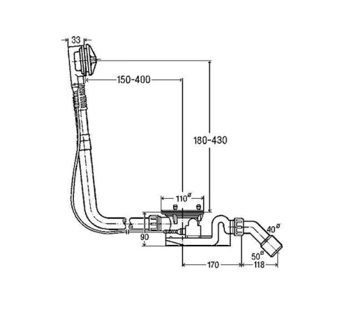 Слив-перелив Bette Rotaplex R5 удлиненный 90 мм хром B608-901