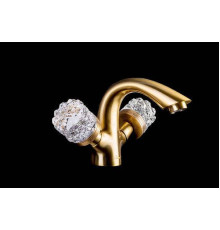 Смеситель для раковины Boheme Crystal двуручковый матовая бронза 311-CRST