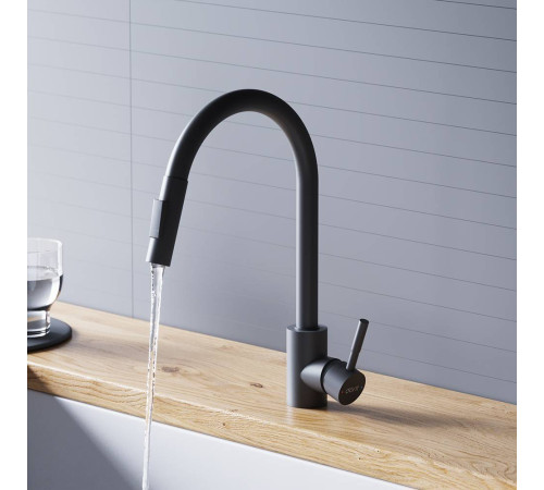 Смеситель для кухни Dorff Logic с вытяжным изливом черный D3007522