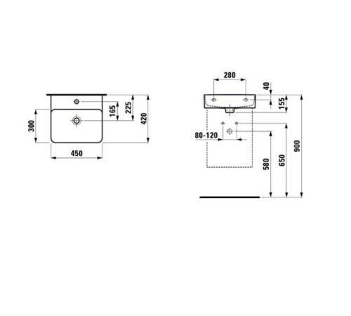 Раковина Laufen Val 45х42х15.5 см 1 отверстие 8.1528.1.000.104.1