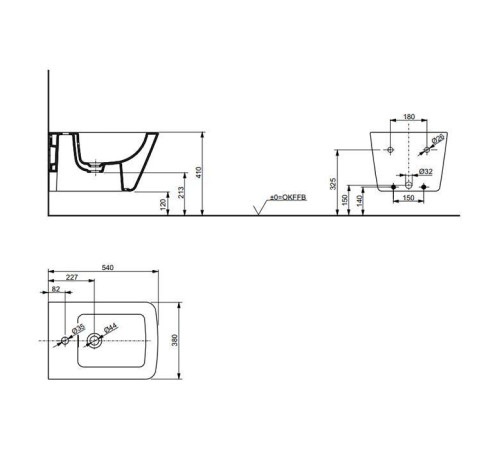 Биде подвесное TOTO SP 54x38 см белый B532E#XW