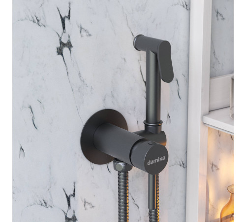 Смеситель с гигиеническим душем Damixa Space настенный черный матовый 217000000