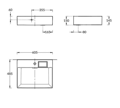 Раковина накладная Kerama Marazzi Logica 60.5х48.5 см 1 отверстие белый глянец LO.wb.60.1