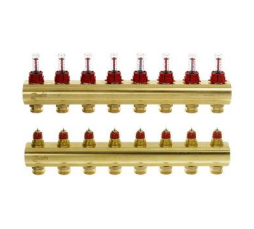 Коллектор Danfoss FHF-8F на 8 контуров с расходомерами 088U0528