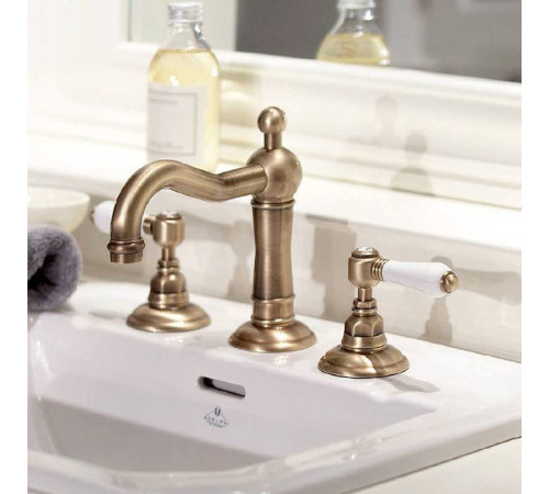Смеситель для раковины Nicolazzi Dames Anglaises на 3 отверстия с донным клапаном бронза 1409BZ78
