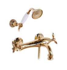 Смеситель для ванны Gattoni Timor с лейкой и шлангом золото 24 карата 1800118D0oro