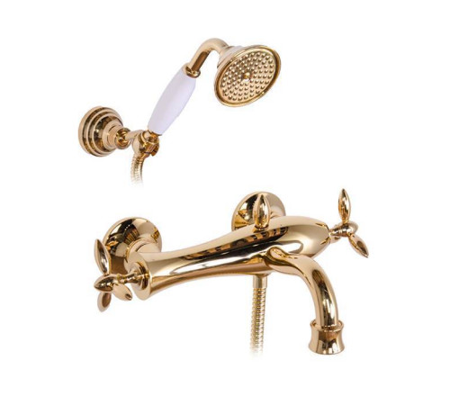 Смеситель для ванны Gattoni Timor с лейкой и шлангом золото 24 карата 1800118D0oro
