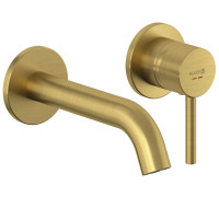 Смеситель для раковины Kludi Bozz 180 мм настенный внешняя часть брашированное золото 38244N076