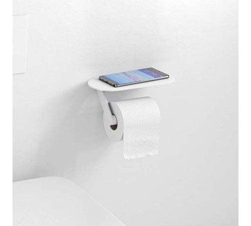 Держатель туалетной бумаги Hansgrohe WallStoris с полкой белый матовый 27928700