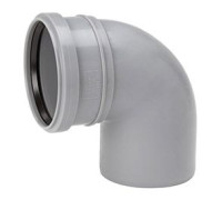Отвод канализационный однораструбный Uponor ПВХ 50 мм 88.5° серый 1051188