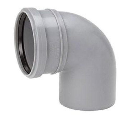 Отвод канализационный однораструбный Uponor ПВХ 50 мм 88.5° серый 1051188