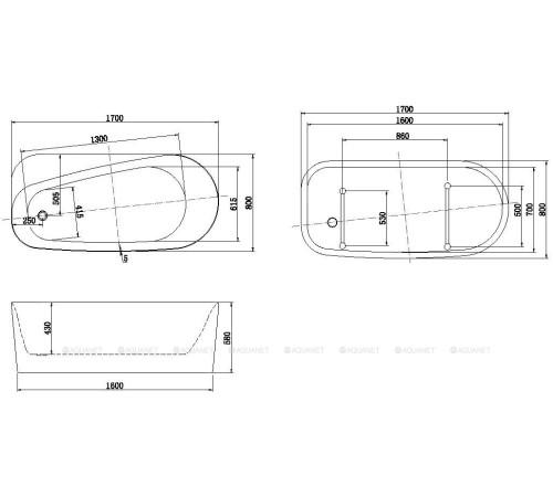 Ванна акриловая Allen Brau PRIORITY 1 1700х800 мм свободностоящая белая 2.31001.20