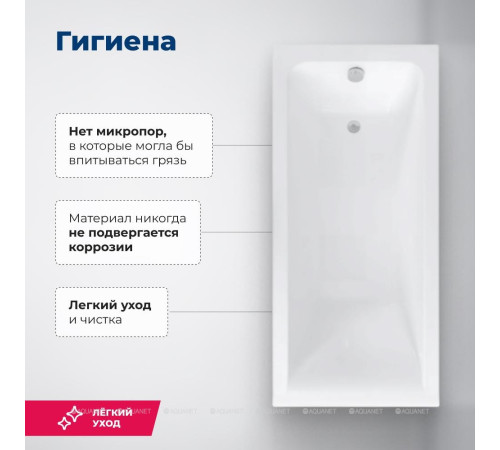 Ванна акриловая Aquanet Bright 170x70 см с каркасом и сливом-переливом 00267835