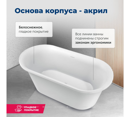 Ванна акриловая Aquanet Family Smart 1700x780 мм со сливом-переливом белый матовый 88778-MW