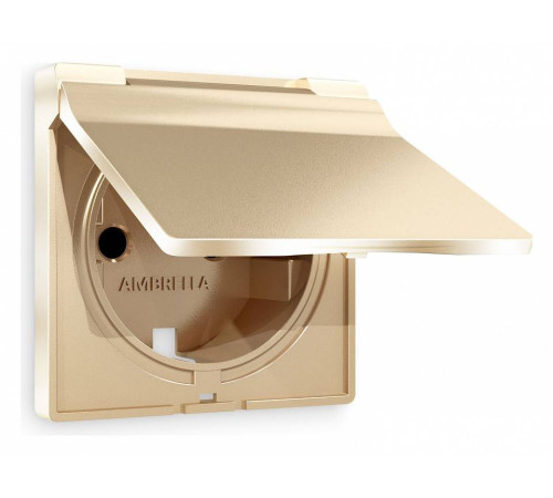 Накладка для розетки влагозащищенной с заземлением и со шторками с крышкой Ambrella Volt Quant AP6080