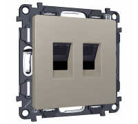 Розетка двойная Ethernet RJ-45 и со шторками, без рамки Ambrella Volt ALFA MA372110