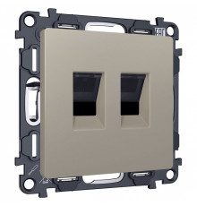 Розетка двойная Ethernet RJ-45 и со шторками, без рамки Ambrella Volt ALFA MA372110