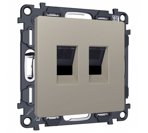 Розетка двойная Ethernet RJ-45 и со шторками, без рамки Ambrella Volt ALFA MA372110