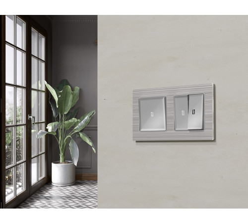 Выключатель самовозвратный одноклавишный с подсветкой, без рамки Ambrella Volt MA MA402055