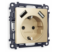 Розетка с заземлением и со шторкой и 2хUSB type A, без рамки Ambrella Volt Quant MA609010