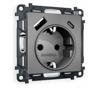 Розетка с заземлением и 2хUSB type A и C, без рамки Ambrella Volt Quant MA660010