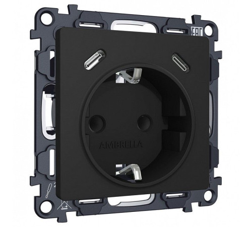 Розетка с заземлением и 2хUSB type C, без рамки Ambrella Volt ALFA MA810510