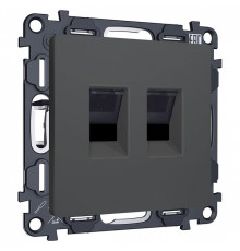 Розетка двойная Ethernet RJ-45 и со шторками, без рамки Ambrella Volt ALFA MA912110