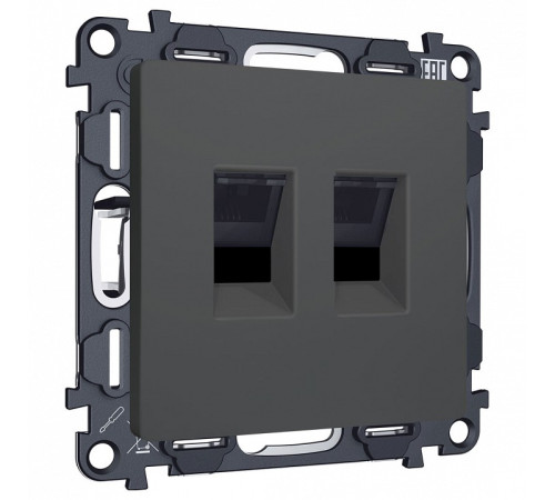 Розетка двойная Ethernet RJ-45 и со шторками, без рамки Ambrella Volt ALFA MA912110