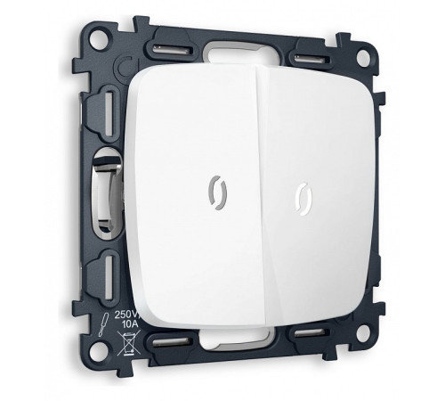 Выключатель проходной двухклавишный с подсветкой без рамки Ambrella Volt Quant MO124035