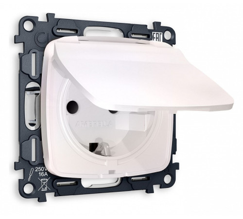 Розетка влагозащищенная с заземлением и со шторкой, без рамки с крышкой Ambrella Volt Quant MO208010