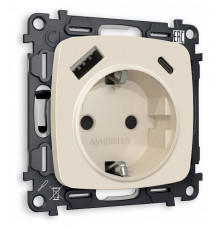 Розетка с заземлением и 2хUSB type A и C, без рамки Ambrella Volt Quant MO330010